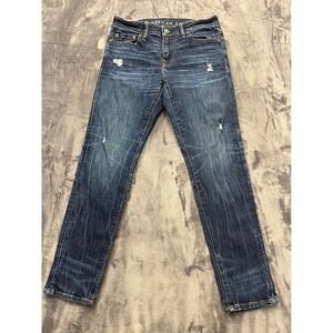 American Eagle Ne(x)t Level Airflex Jeans Mens 30x30 Dark Wash Distressed Slim